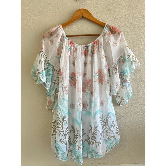 Lola made in Italy floral silky blouse size small fairy bloomcore - Picture 3 of 7